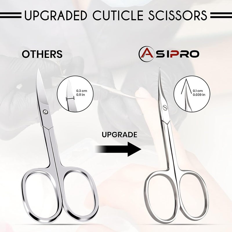 ASIPRO Cuticle Scissors Extra Fine Curved with Case Manicure Scissors for Women & Men Gifts Tijeras para Cuticula Profesional Nail Scissors Stainless Steel Sharp Cuticle Scissors for Nails - Image 2